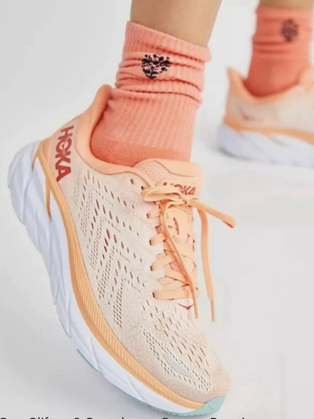 Hoka Clifton 8 Running Shoes, Cantaloupe/Silver Peony, Women's Size 8.5